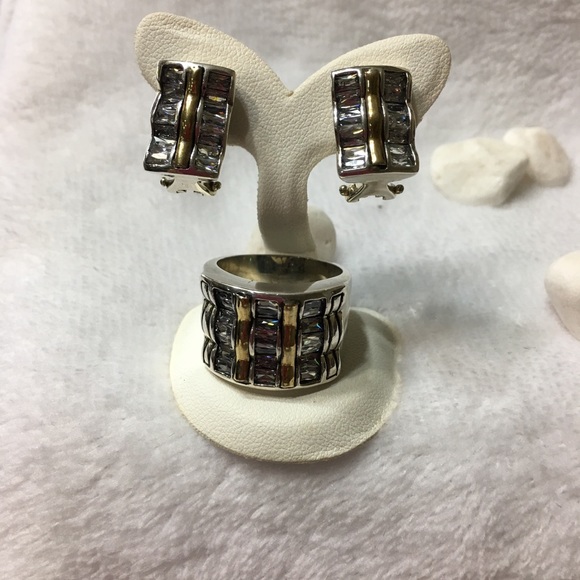 NEW 925 Sterling Silver n gold ring/earrings Set - Picture 4 of 4